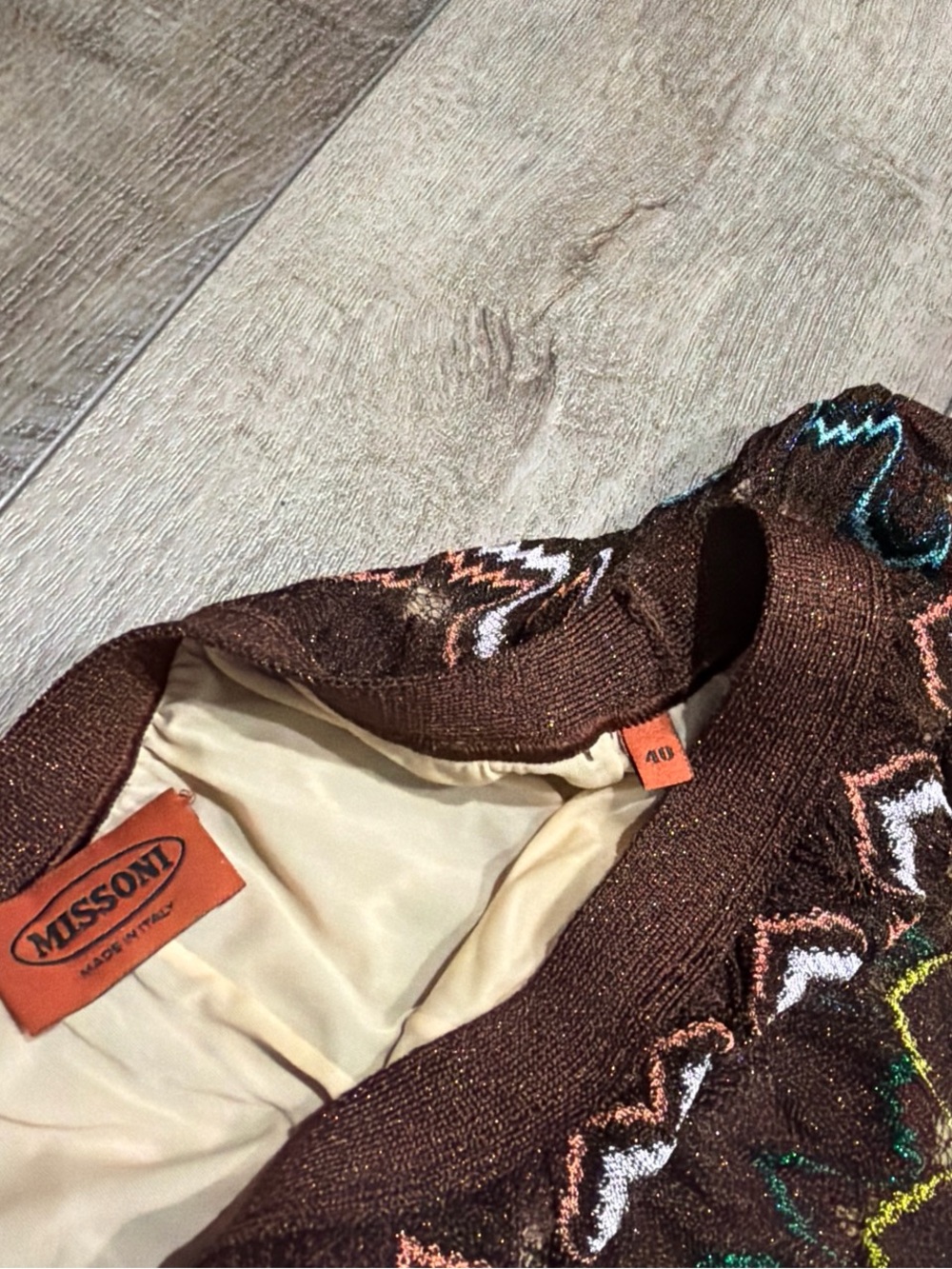 Missoni vintage turquoise and brown metallic crochet knit pants - Picture 3 of 6